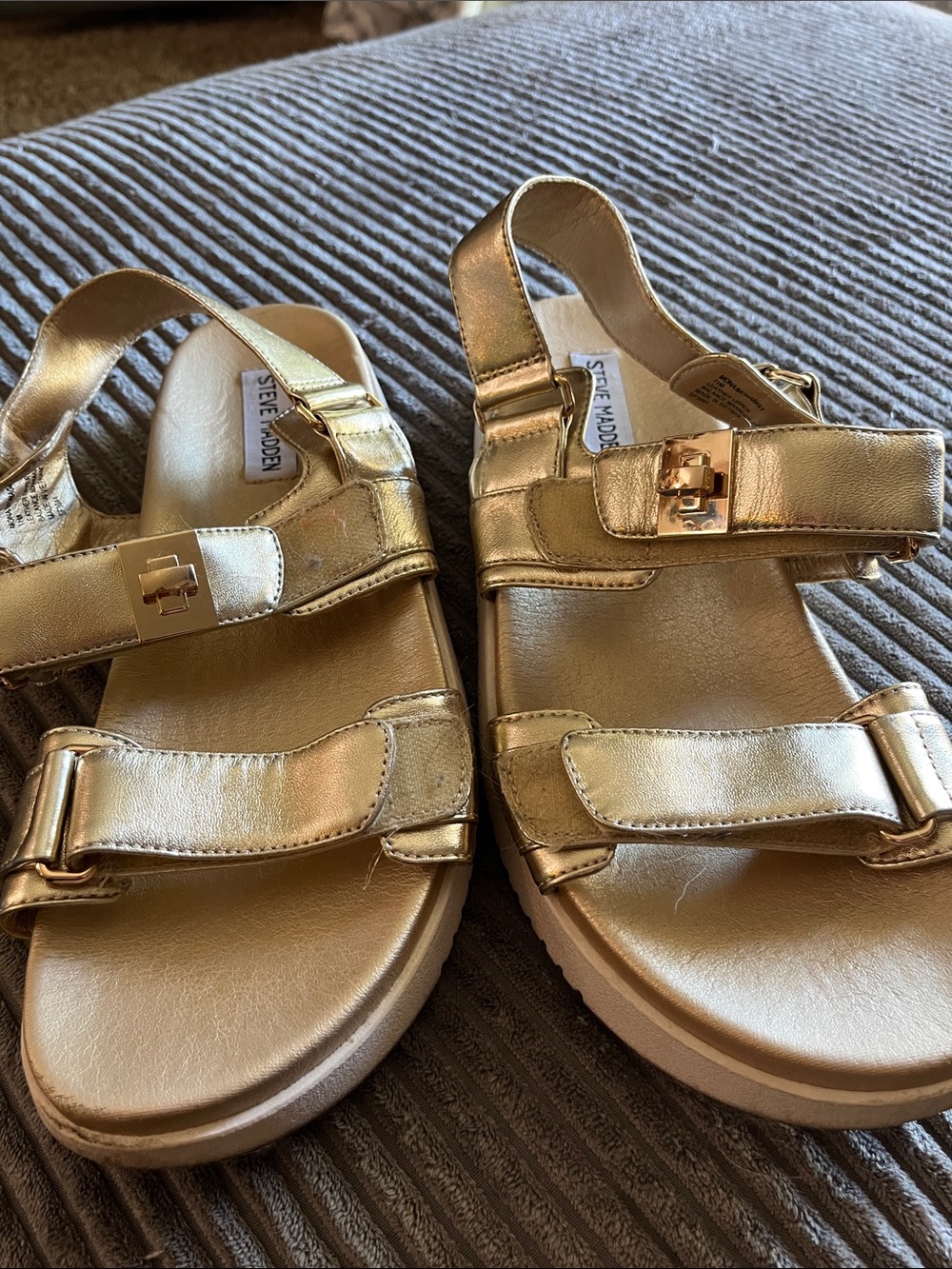 Steve Madden Kids Metallic Gold Double-Strap Sandals